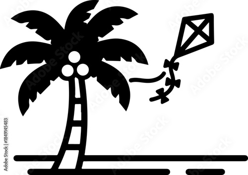 Tropical Surf Island Palm Tree Silhouette Logo