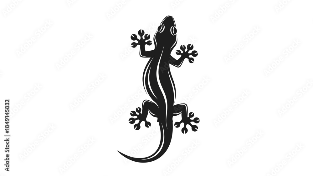 Obraz premium Stylized monochrome gecko silhouette emphasizing natural and artistic themes for creative design