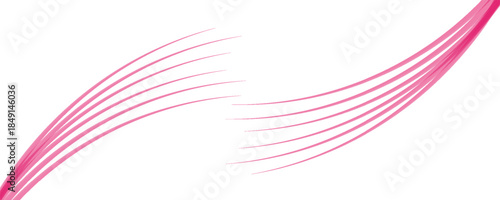 Glowing neon light trail element. Bright red-orange speed line wave luminous curved swirl concept. Shiny fiery streaks for posters, banners transfer on white background in png format.