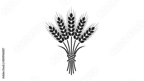 Elegant black silhouette of a wheat sheaf symbolizing agriculture and harvest traditions in
