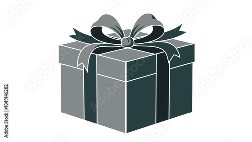 Elegant monochrome gift box with ribbon and bow for special occasions