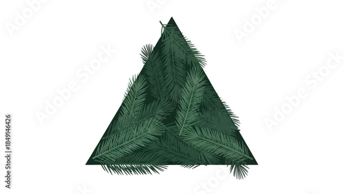 Stylized geometric pine tree with layered green pine needles forming a triangular shape for