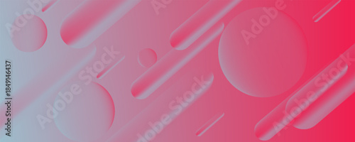 Abstract blue and red dynamic gradient background with 3d look and simple circle pattern. Rounded rectangle elements. Cool and fancy design. Vector Eps10