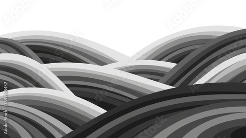 Abstract monochromatic arched bands creating a flowing layered pattern for artistic design
