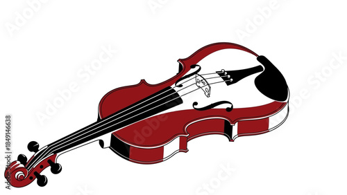 Elegant red and black violin with realistic details and smooth curves for musical artistry and