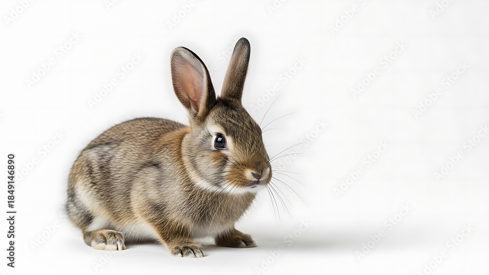 Obraz premium Alert Rabbit on White Background