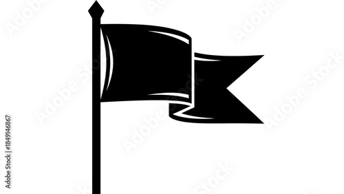 Simple black flag icon symbol representing victory or leadership illustration