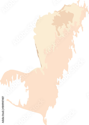 An abstract creamy splash shape with soft beige tones and dripping edges isolated on 
, resembling liquid paint or frosting spill.