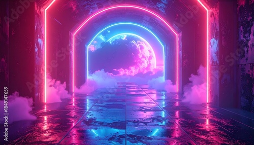 Wallpaper Mural Futuristic neon light portal Torontodigital.ca