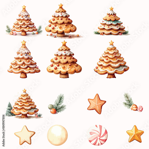 A smartphone screenshot shows a ChatGPT interface displaying a collection of cute illustrated Christmas cookie trees and festive holiday icons arranged on a clean