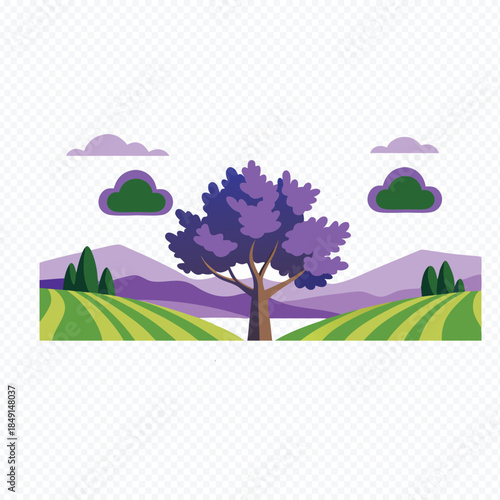 landscape with trees and clouds