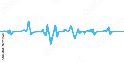 A healthy green and blue medical EKG heartbeat wave forms a graphic heart illustration on an electrocardiogram monitor displaying a life pulse rate line for healthcare