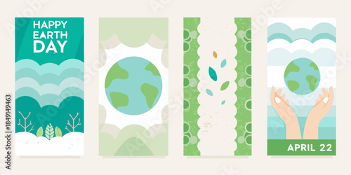 Celebrating earth day with vibrant greenery globes and protective hands imagery
