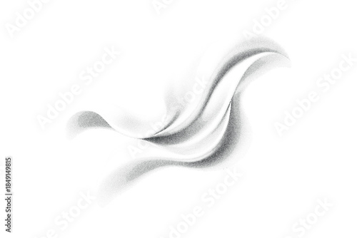 Dynamic dotwork illustration of abstract fluid wave form, shaded with stippling technique