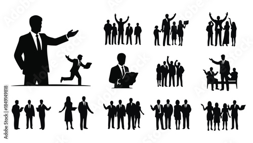 Business people silhouettes teamwork collaboration leadership corporate office workplace success concept