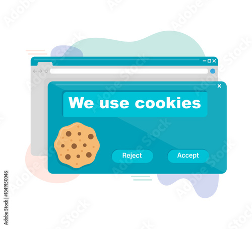 Website cookies. We use cookies window. Vector illustration.