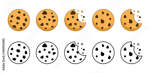 Cookies for web pages. Biscuits with chocolate - vector isolated on white.
