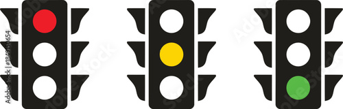 Traffic control light signal with red, yellow and green color flat icon. Signal traffic light 