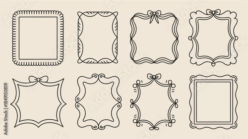 Vintage Frame Sketches with Floral and Ribbon Details