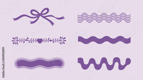 Vibrant Purple Vector Borders and Ribbons for Design