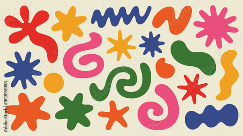 Vibrant Colorful Abstract Shapes and Patterns Background