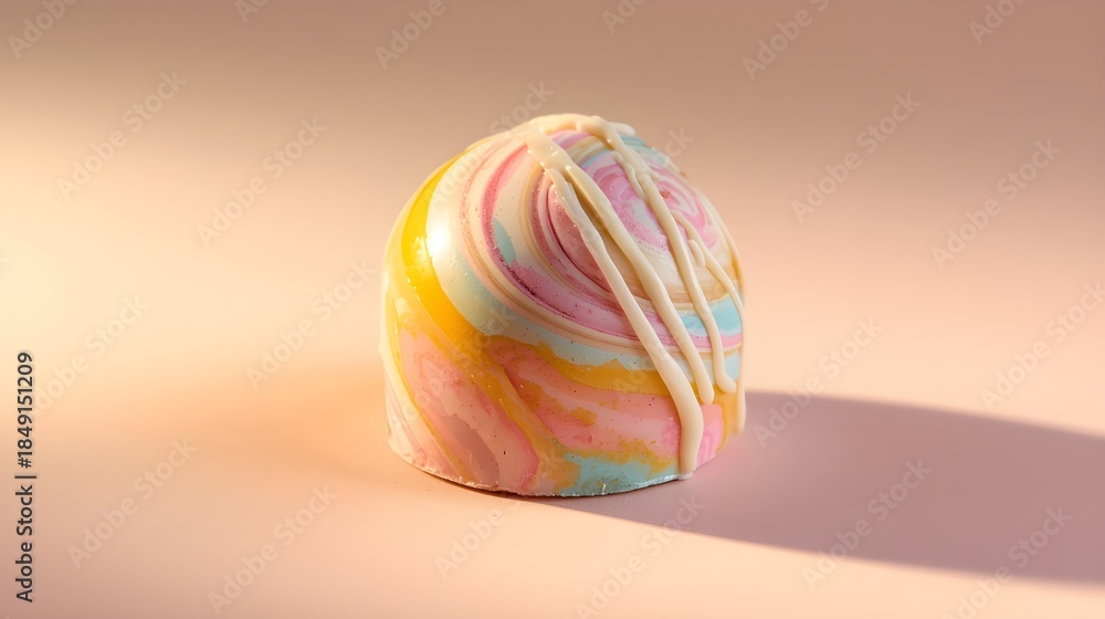 Fototapeta premium cotton candy and sprinkles ice cream isolated on pink background