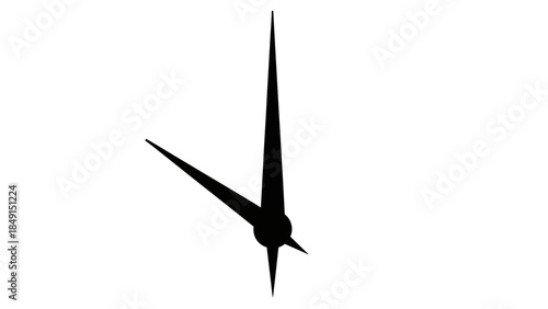 Minimalist Black and White Analog Clock Hand Illustration with Sharp Points