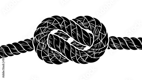 Black and White Illustration of a Knotted Rope Tying Two Ends Together