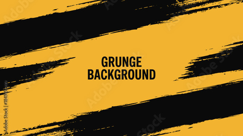 Grunge Background with Bold Black and Yellow Brush Strokes