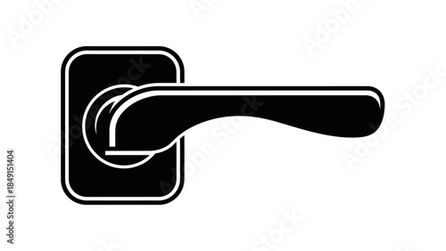 Minimalist Black and White Digital Illustration of a Modern Door Handle Lever