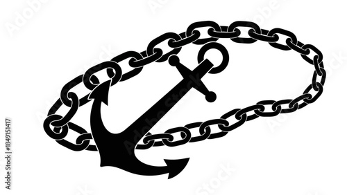 Minimalist anchor embedded within a circular chain symbolizing stability and connection