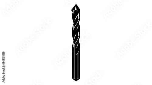Minimalist Black and White Illustration of a Twisted Fountain Pen Nib with Elegant Curves and