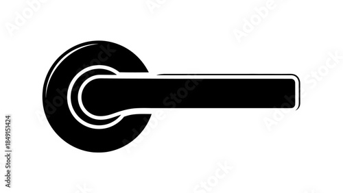 Minimalist Black and White Door Handle Icon Illustration for Designs