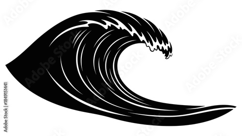 Dynamic Abstract Wave Illustration Featuring Bold Contrasts in Monochrome Style