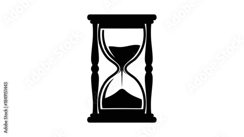 Minimalist Black and White Hourglass Icon Depicting the Flow of Time