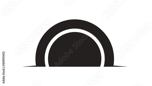 Minimalist Black and White Semi-Circular Geometric Abstract Design Art