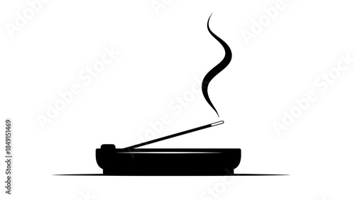 Minimalist Illustration of a Classic cigarette with smoke rising above a flat surface