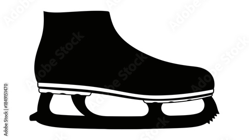 Minimalistic Black Ice Skating Boot Icon with Simplified Design Illustration