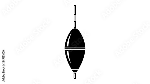 Minimalistic black and white fishing bobber illustration emphasizing simplicity and balance for