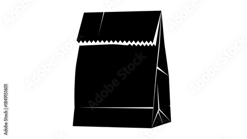 Minimalist Black and White Packaging Bag with a Folded Top and Side Gussets for Retail Display