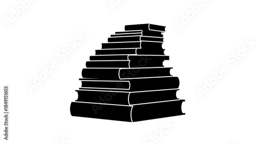 Silhouette of a stacked pile of books representing knowledge accumulation and learning