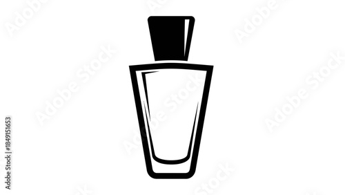 Minimalist Black and White Illustration of a Perfume Bottle with Exaggerated Cap Design