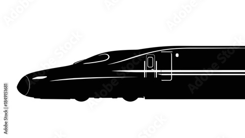 Silhouette of a sleek high-speed train with aerodynamic design and modern features