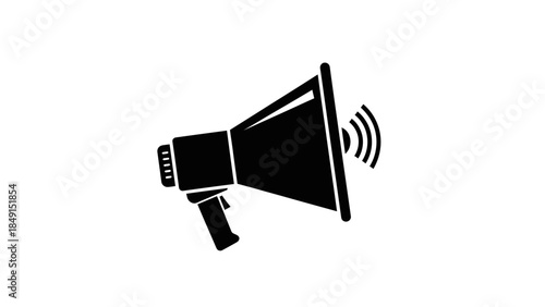 Minimalist Black and White Megaphone Icon Representing Announcement or Communication