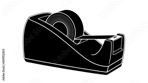 Minimalist Black-and-White Illustration of a Classic Tape Measure for Crafting and Measurement Tools