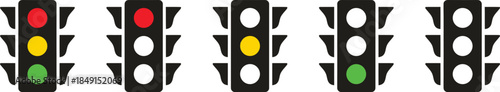 Traffic control light signal with red, yellow and green color flat icon. Signal traffic light 