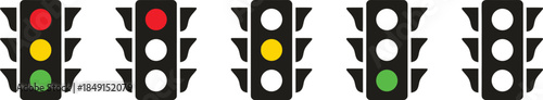 Traffic control light signal with red, yellow and green color flat icon. Signal traffic light 