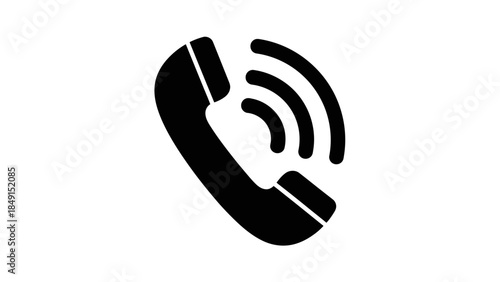 Icon of a traditional telephone receiver with wireless signal indicating communication or