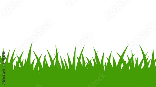 Vibrant Green Grass Silhouette on White Background