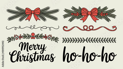 Festive Christmas Greetings with Holly, Berries, and Ribbons